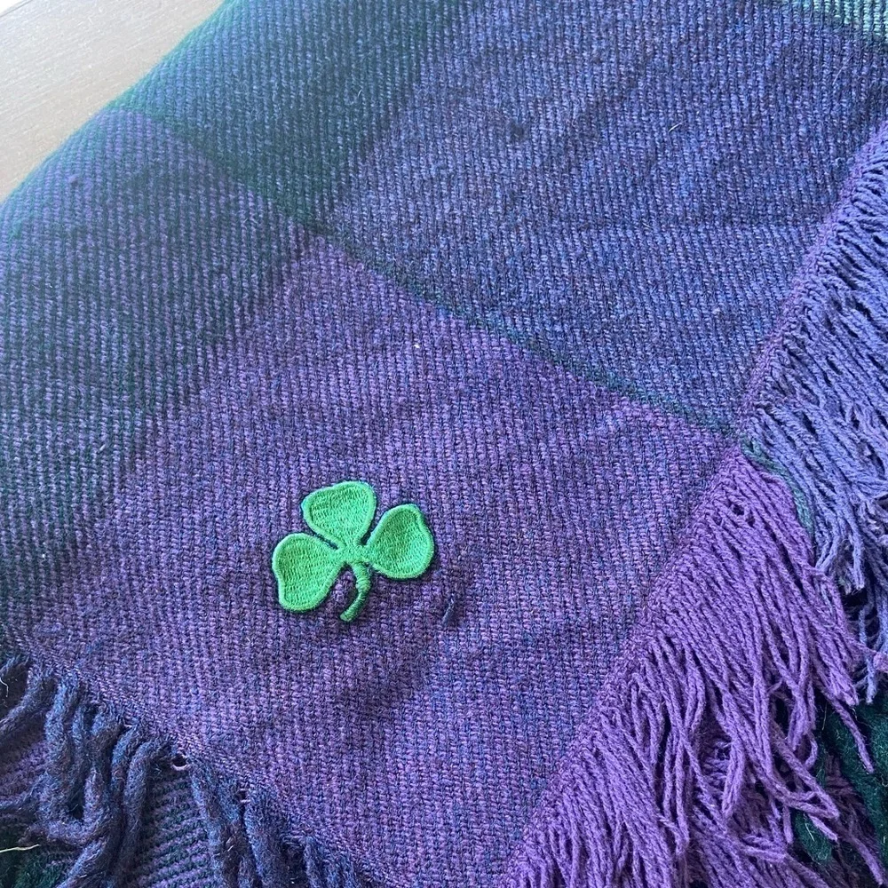 Irish Purple/Blue & Green Fringe Park Blanket☘️